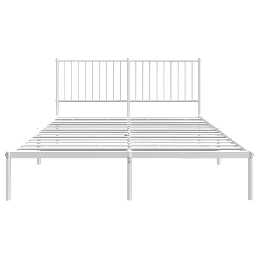 Metal Bed Frame without Mattress with Headboard White 150x200cm