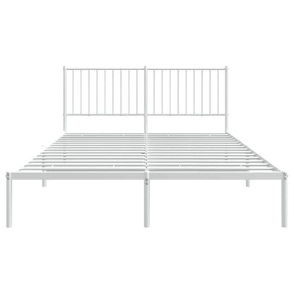Metal Bed Frame without Mattress with Headboard White 150x200cm