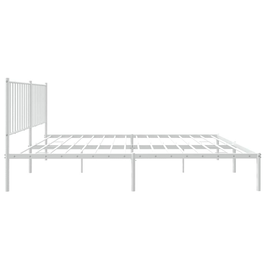 Metal Bed Frame without Mattress with Headboard White 150x200cm