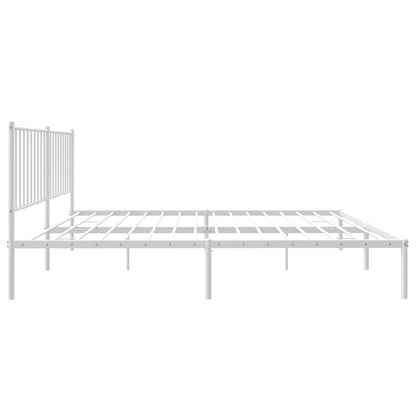 Metal Bed Frame without Mattress with Headboard White 150x200cm