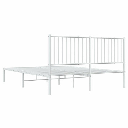 Metal Bed Frame without Mattress with Headboard White 150x200cm