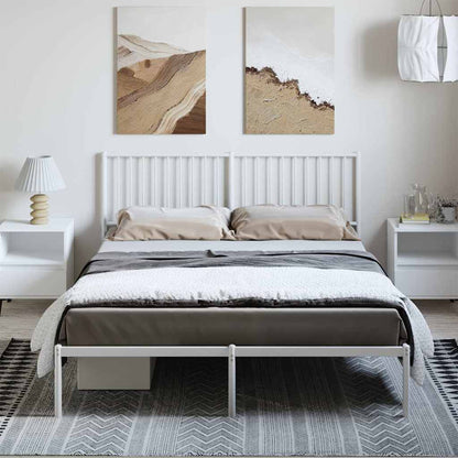 Metal Bed Frame without Mattress with Headboard White 150x200cm