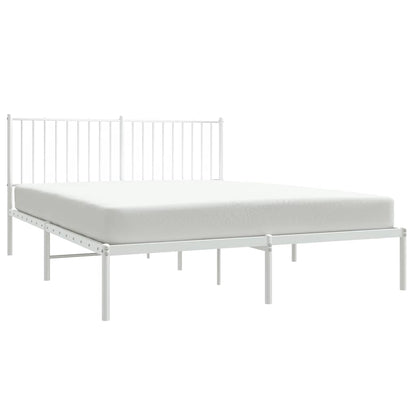 Metal Bed Frame without Mattress with Headboard White 160x200cm