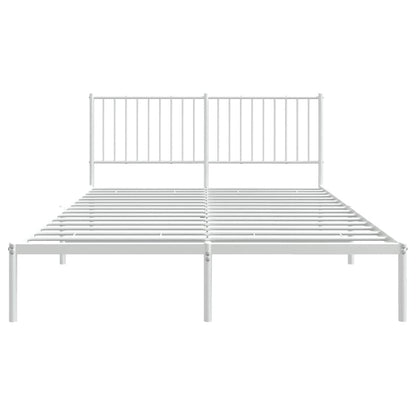 Metal Bed Frame without Mattress with Headboard White 160x200cm