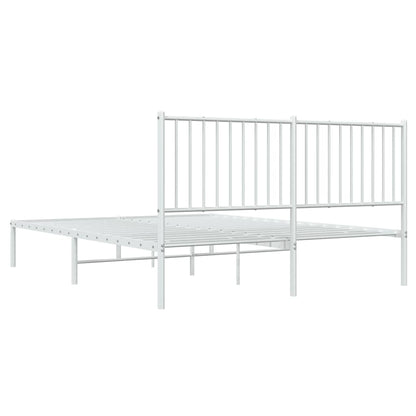Metal Bed Frame without Mattress with Headboard White 160x200cm