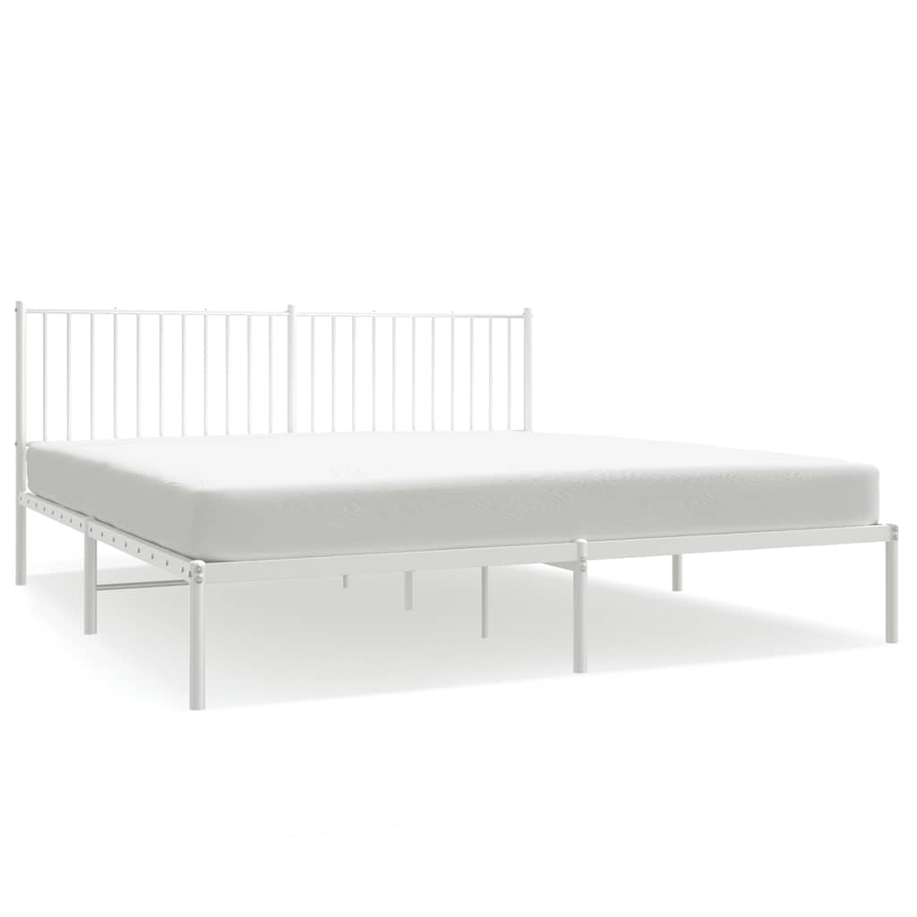 Metal Bed Frame without Mattress with Headboard White 72"x83.9"