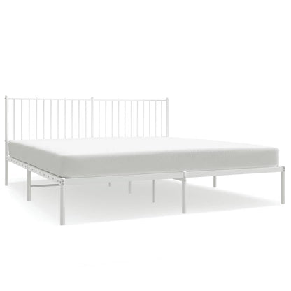 Metal Bed Frame without Mattress with Headboard White 72"x83.9"