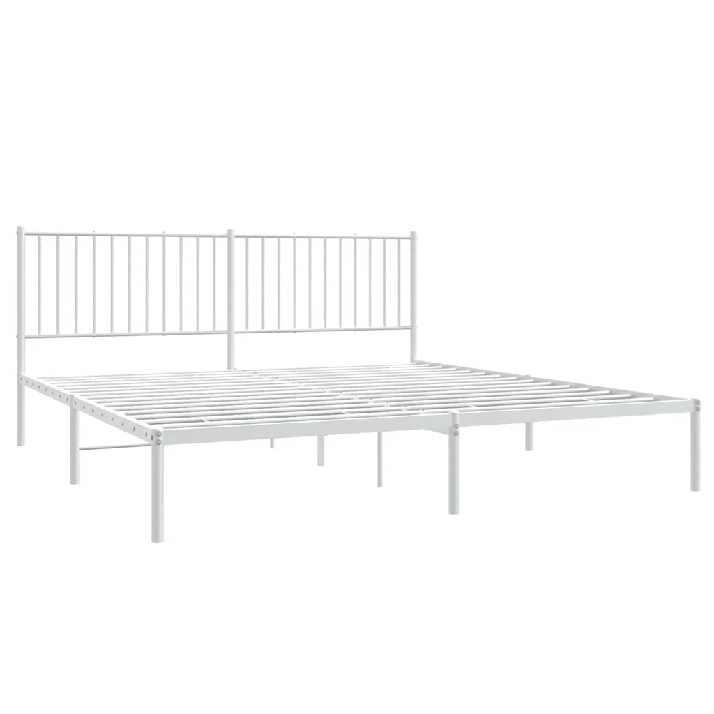 Metal Bed Frame without Mattress with Headboard White 72"x83.9"