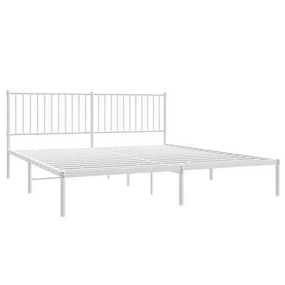 Metal Bed Frame without Mattress with Headboard White 72"x83.9"