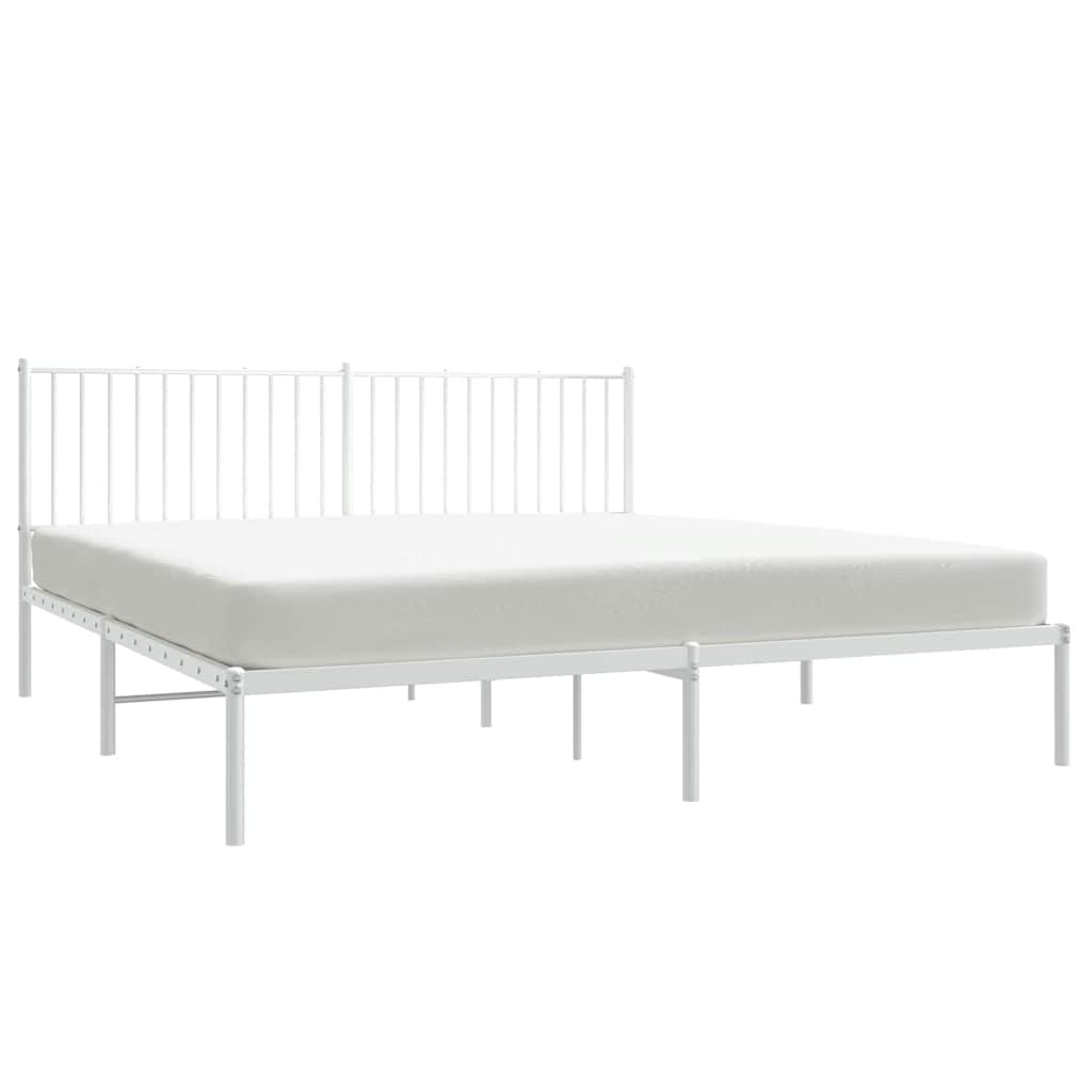 Metal Bed Frame without Mattress with Headboard White 72"x83.9"