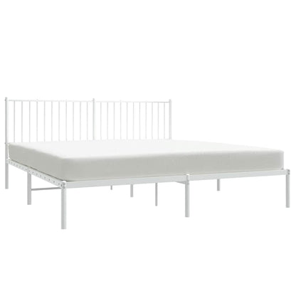 Metal Bed Frame without Mattress with Headboard White 72"x83.9"