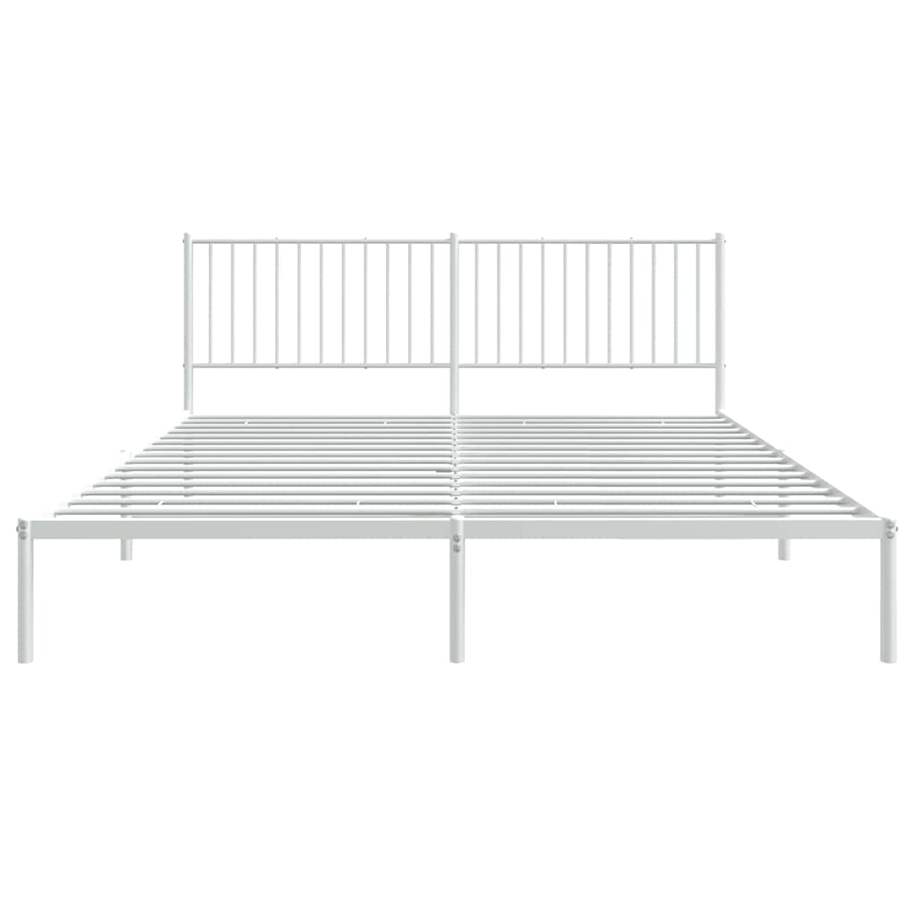Metal Bed Frame without Mattress with Headboard White 72"x83.9"