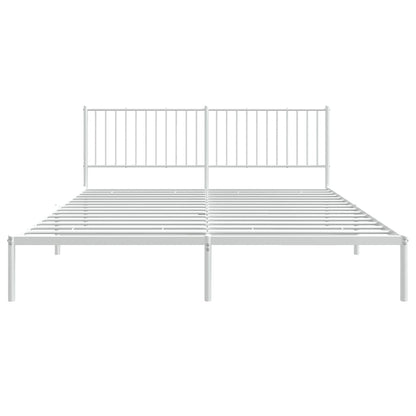 Metal Bed Frame without Mattress with Headboard White 72"x83.9"