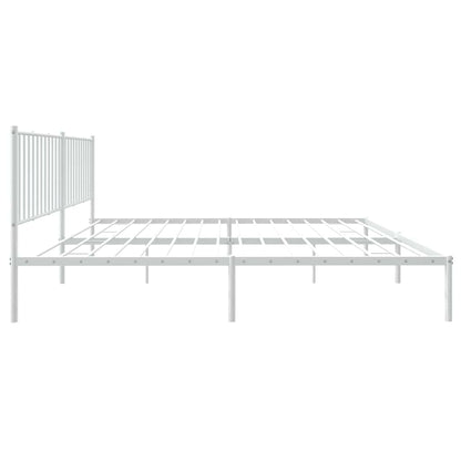 Metal Bed Frame without Mattress with Headboard White 72"x83.9"