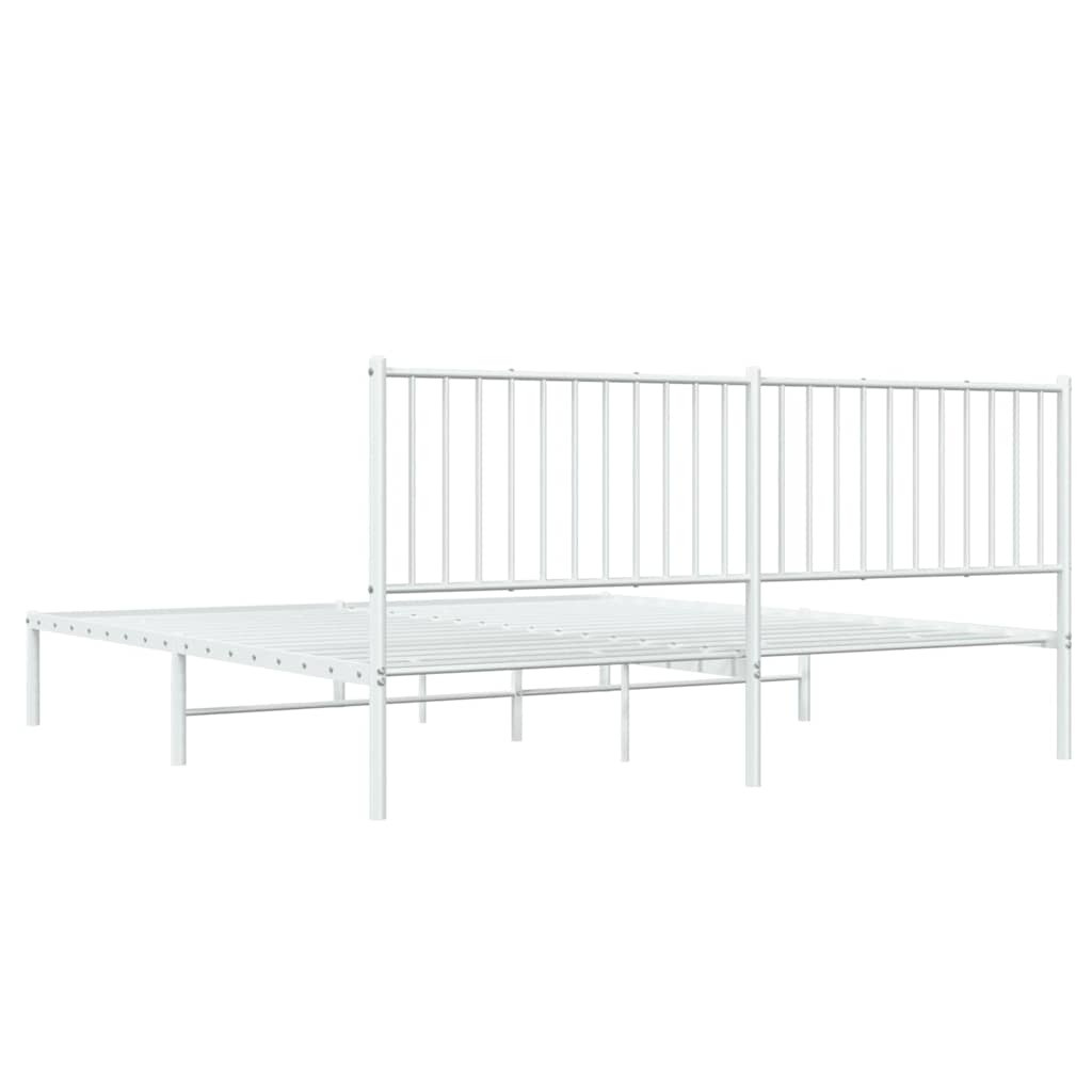 Metal Bed Frame without Mattress with Headboard White 72"x83.9"