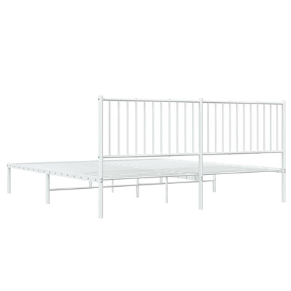 Metal Bed Frame without Mattress with Headboard White 72"x83.9"