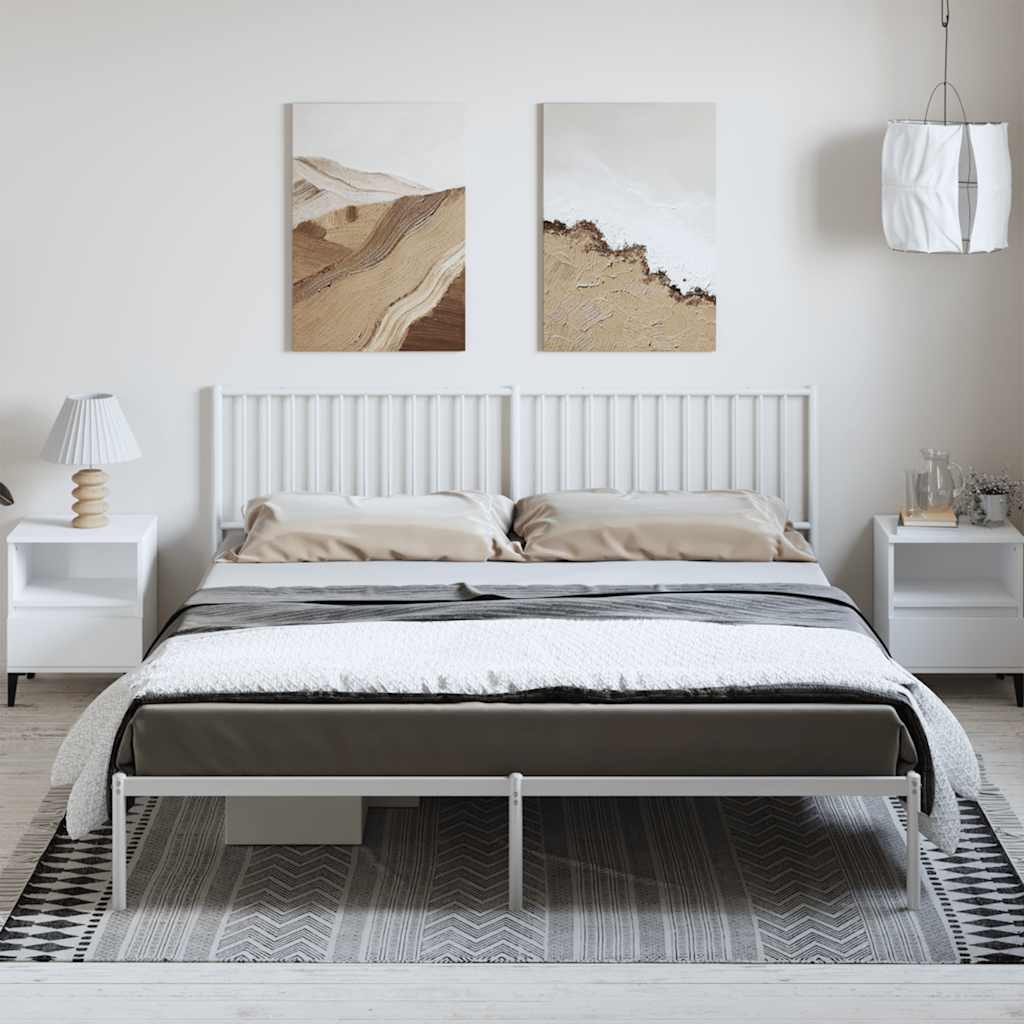 Metal Bed Frame without Mattress with Headboard White 72"x83.9"