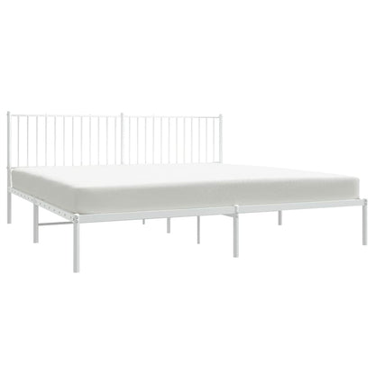 Metal Bed Frame without Mattress with Headboard White 193x203cm