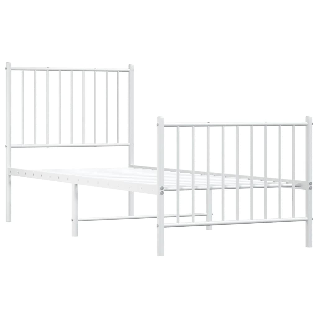 Metal Bed Frame without Mattress with Footboard White 80x200cm