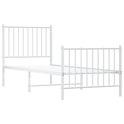 Metal Bed Frame without Mattress with Footboard White 80x200cm