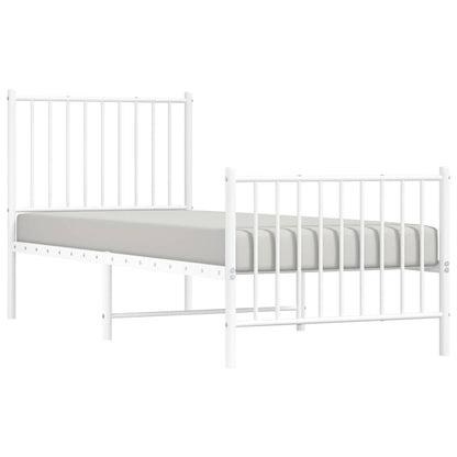 Metal Bed Frame without Mattress with Footboard White 80x200cm