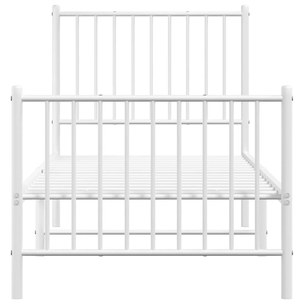 Metal Bed Frame without Mattress with Footboard White 80x200cm