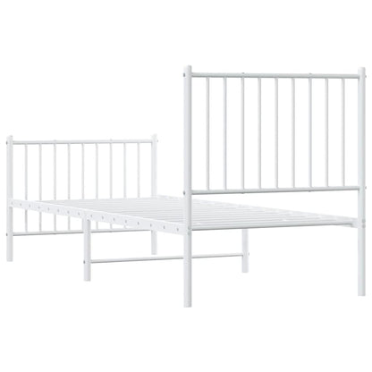 Metal Bed Frame without Mattress with Footboard White 80x200cm