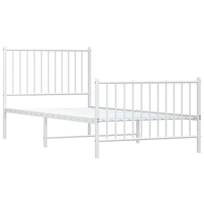 Metal Bed Frame without Mattress with Footboard White 90x200cm