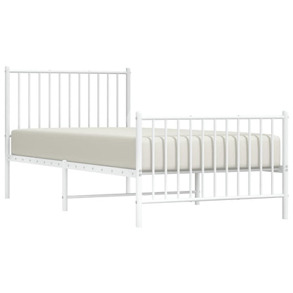 Metal Bed Frame without Mattress with Footboard White 90x200cm