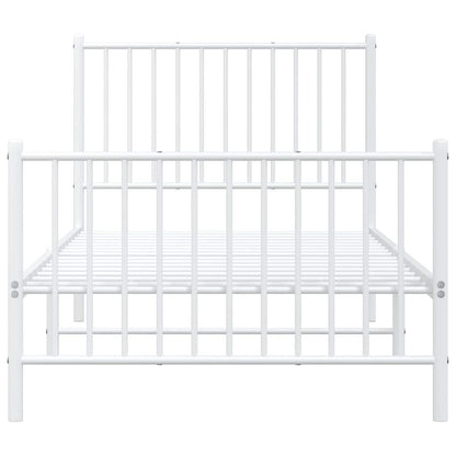 Metal Bed Frame without Mattress with Footboard White 90x200cm