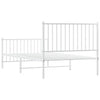 Metal Bed Frame without Mattress with Footboard White 100x190cm