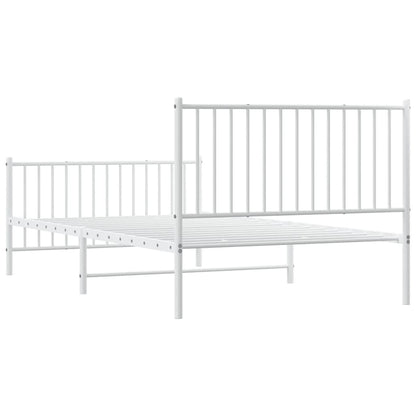 Metal Bed Frame without Mattress with Footboard White 107x203cm
