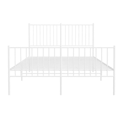 Metal Bed Frame without Mattress with Footboard White 140x190cm