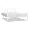 Metal Bed Frame without Mattress with Footboard White 150x200cm