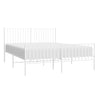 Metal Bed Frame without Mattress with Footboard White 150x200cm