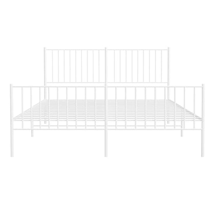 Metal Bed Frame without Mattress with Footboard White 150x200cm