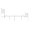 Metal Bed Frame without Mattress with Footboard White 150x200cm