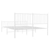 Metal Bed Frame without Mattress with Footboard White 150x200cm