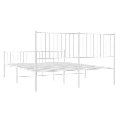 Metal Bed Frame without Mattress with Footboard White 160x200cm