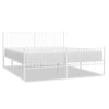 Metal Bed Frame without Mattress with Footboard White 193x203cm