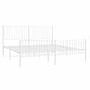 Metal Bed Frame without Mattress with Footboard White 193x203cm