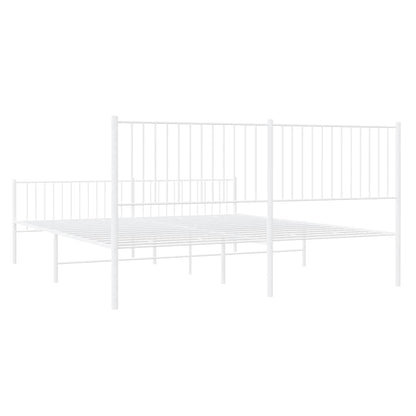 Metal Bed Frame without Mattress with Footboard White 193x203cm