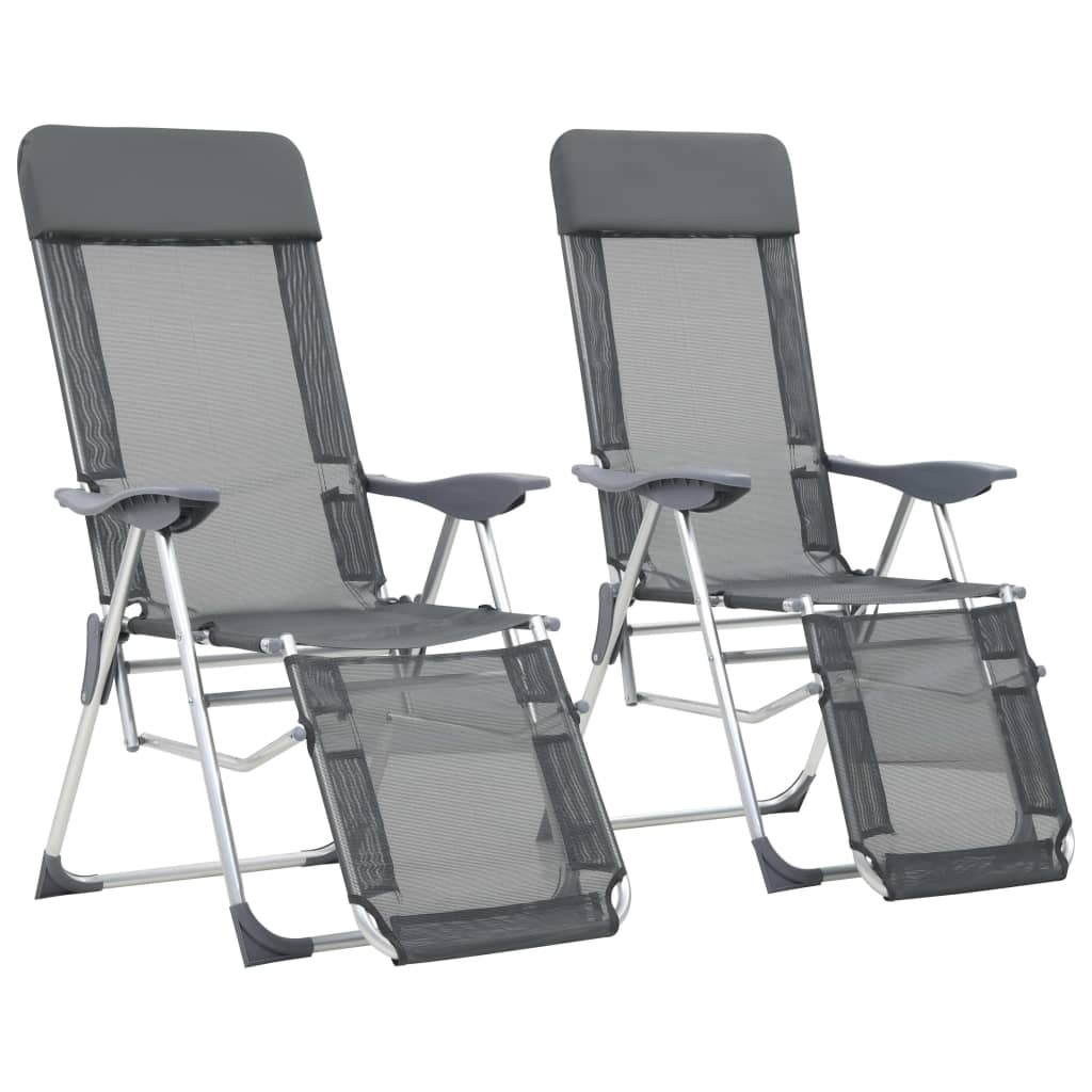 Camping Chair | Set of 2 | Grey | Textilene, Aluminium | Medium