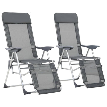 Camping Chair | Set of 2 | Grey | Textilene, Aluminium | Medium