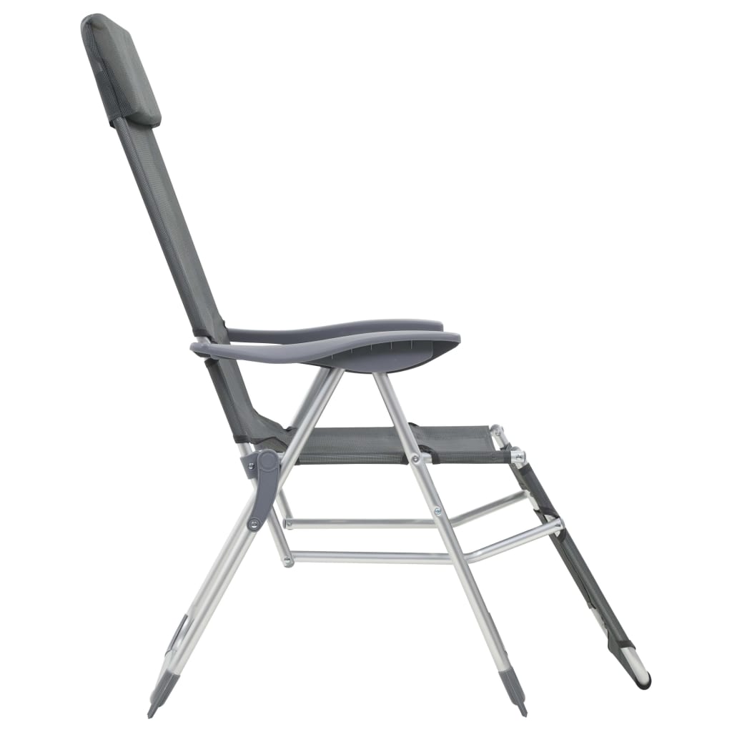 Camping Chair | Set of 2 | Grey | Textilene, Aluminium | Medium