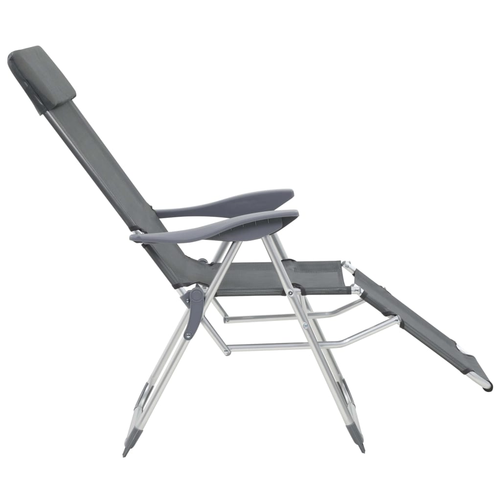 Camping Chair | Set of 2 | Grey | Textilene, Aluminium | Medium