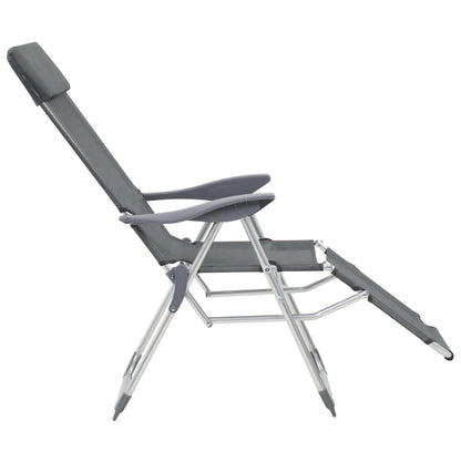 Camping Chair | Set of 2 | Grey | Textilene, Aluminium | Medium