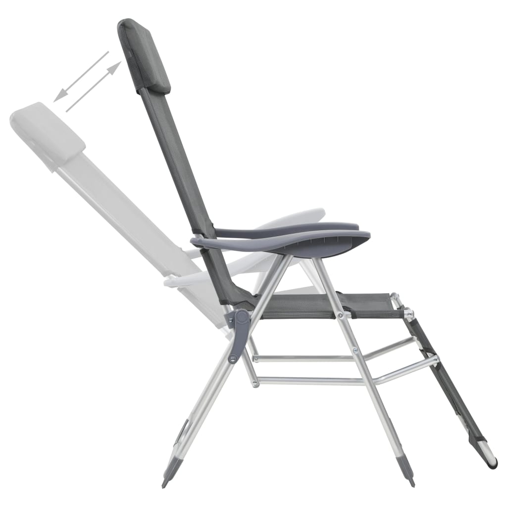 Camping Chair | Set of 2 | Grey | Textilene, Aluminium | Medium
