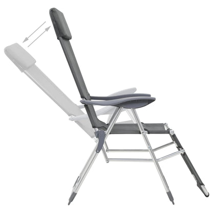 Camping Chair | Set of 2 | Grey | Textilene, Aluminium | Medium