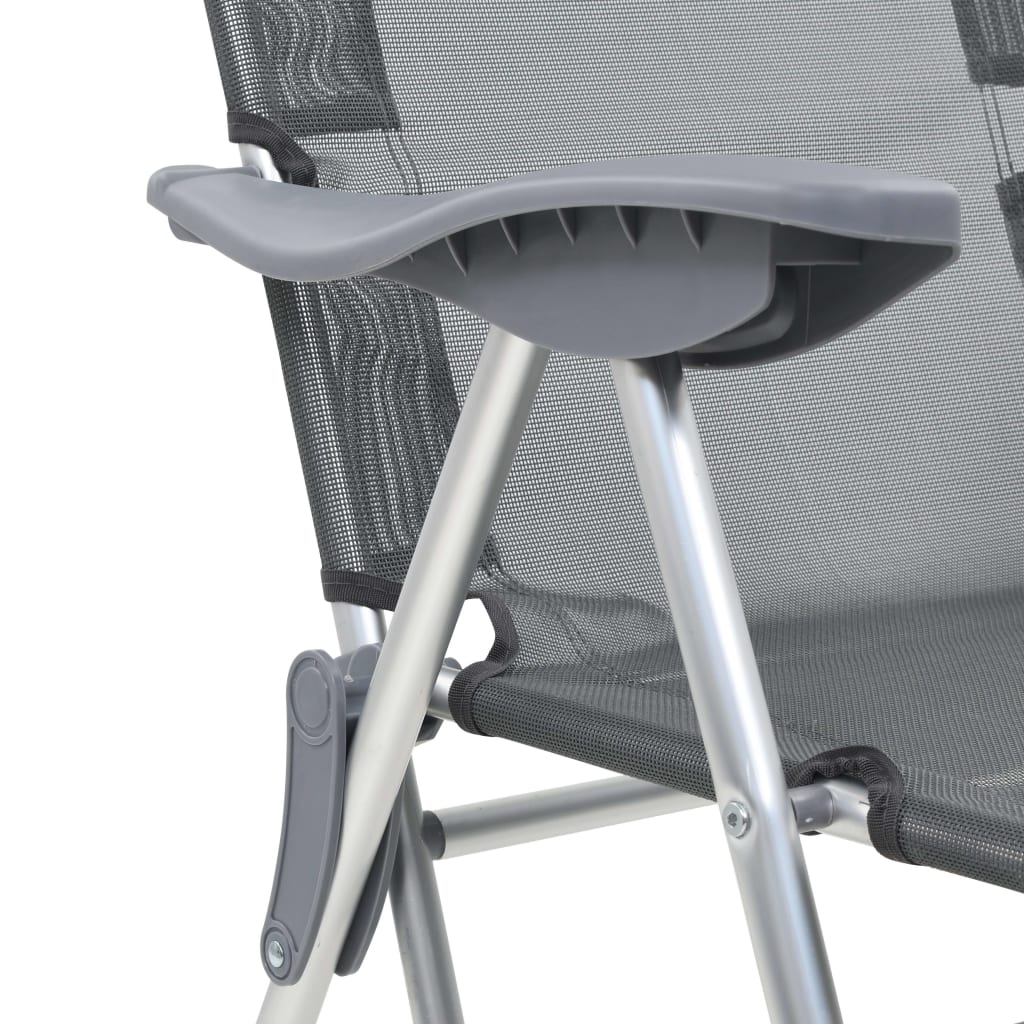 Camping Chair | Set of 2 | Grey | Textilene, Aluminium | Medium
